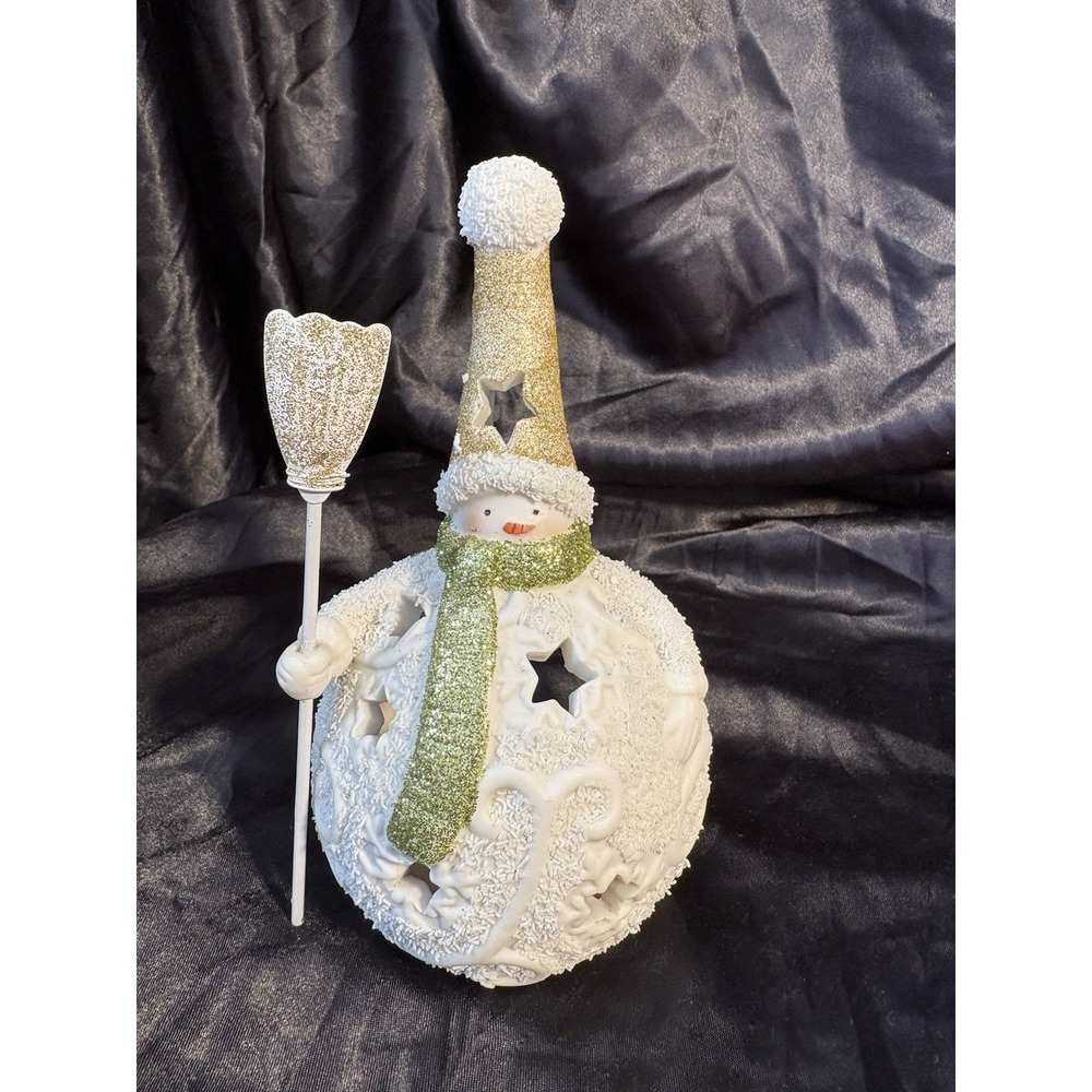 Yankee Candle Christmas Snowman Tealight Holder Lantern Winter Decor 6"